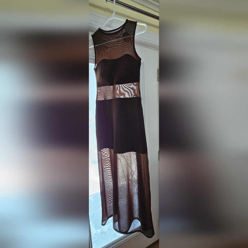 New Klassy Network Brown Sheer Maxi Dress